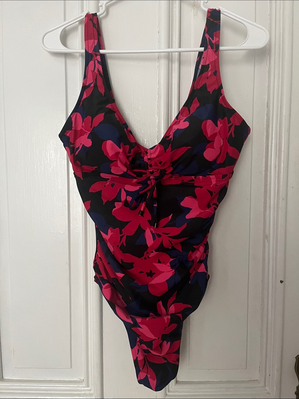 Women’s Floral One-Piece Swimsuit - Pink & Black - size medium